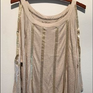 Chicos gold-embellished cold shoulder blouse